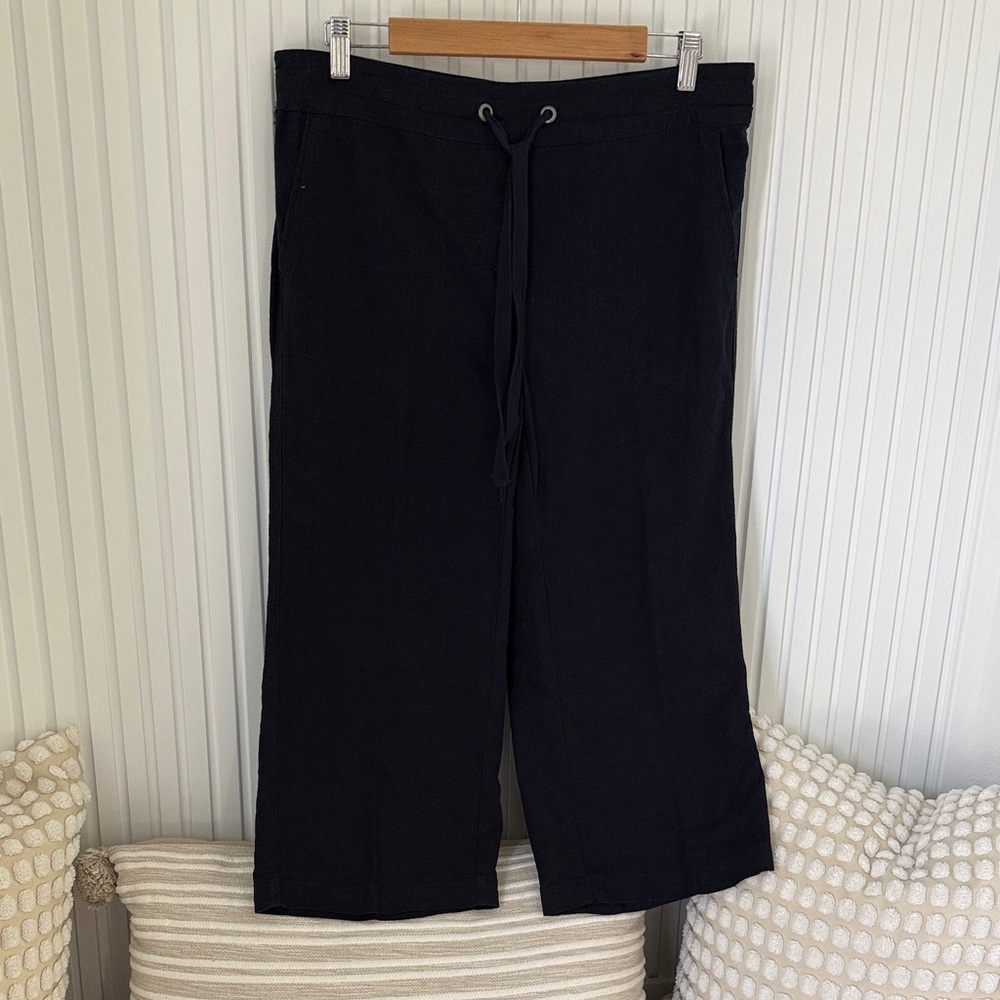 Black Wide-Leg Drawstring Pants